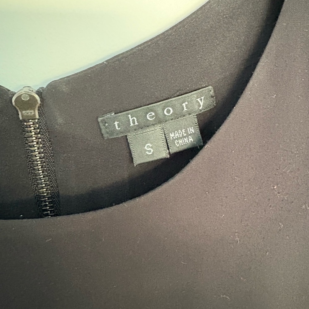 Theory Black Lined Top with Zipper Detail
